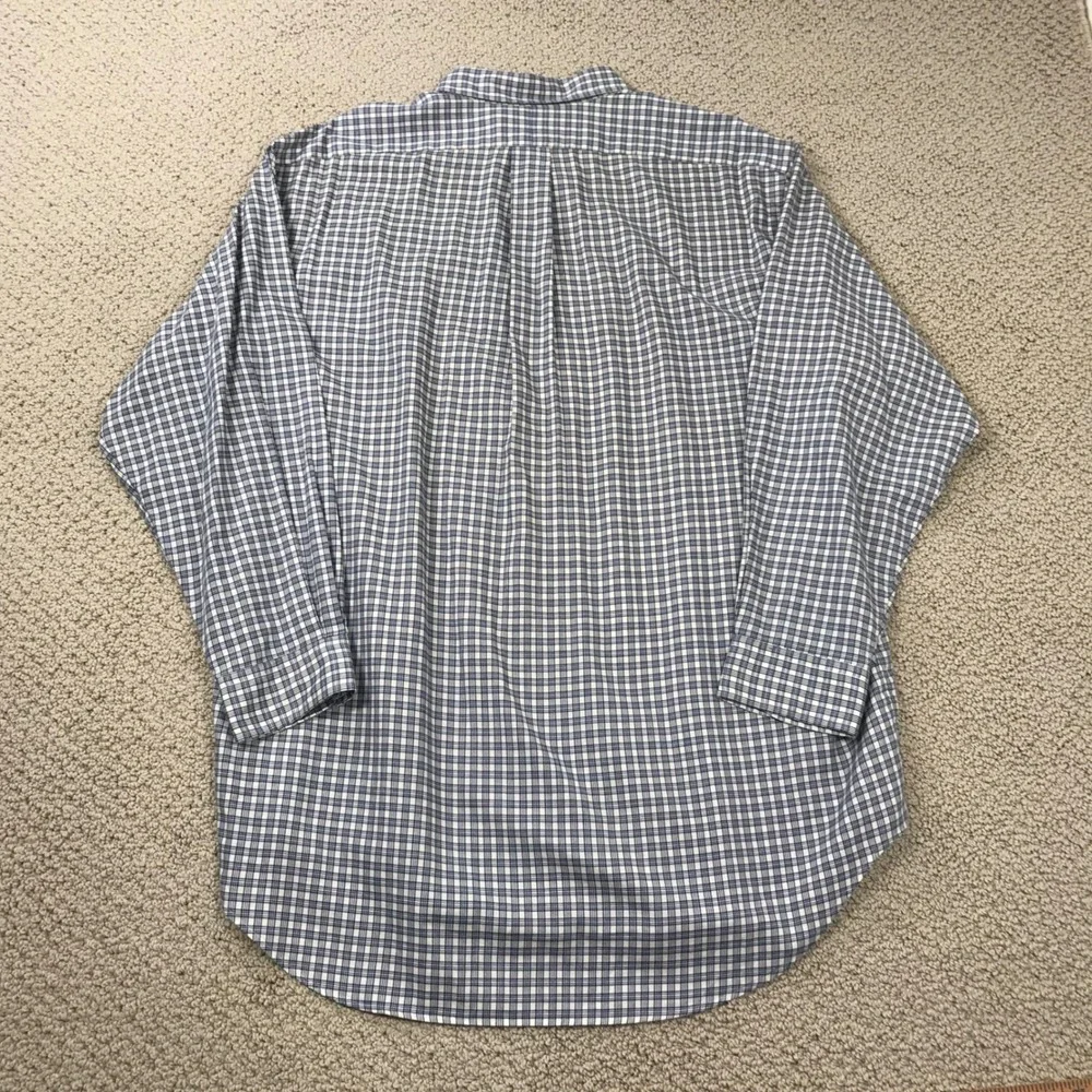 Polo Ralph Lauren Yarmouth Mens 16.5 32/33 Blue White Plaid Cotton Dress Shirt